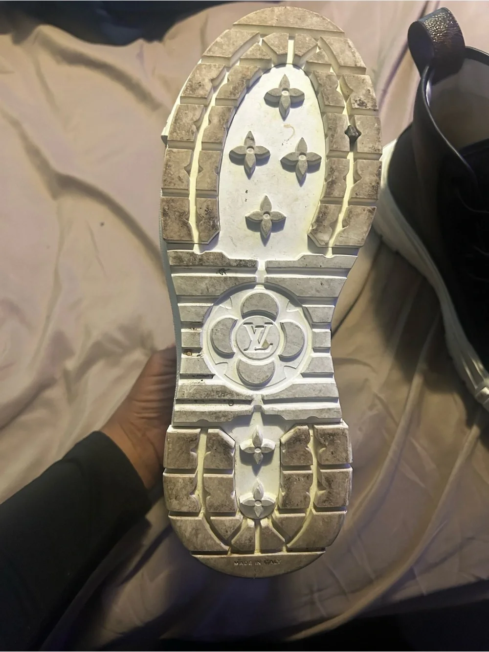 Louis Vuitton Black High-Top Sneakers with White Soles